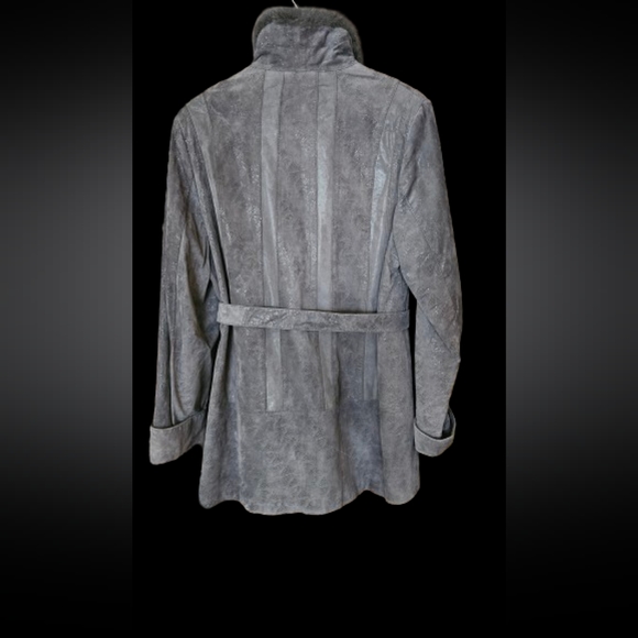 *NWT Nikalai Leather Dress Coat with Faux fur Collar - Picture 2 of 5